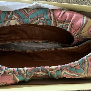 Lucky Brand Pink and Teal Patterned Ballet Flats